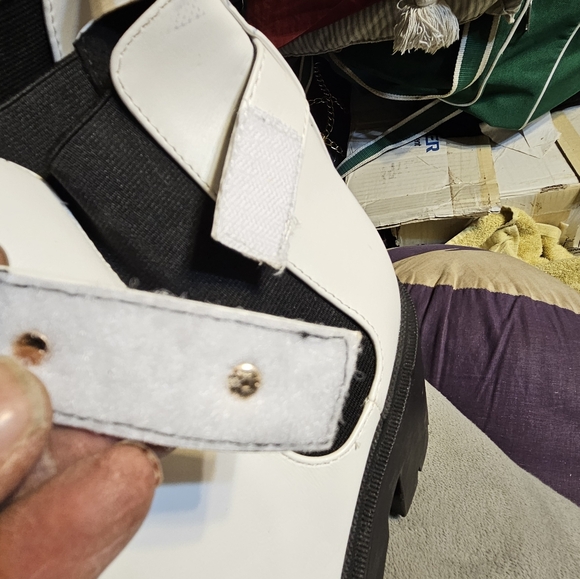 Women's Platform 3/4 White Fashion Ankle boot with Faux Stones - Picture 12 of 15